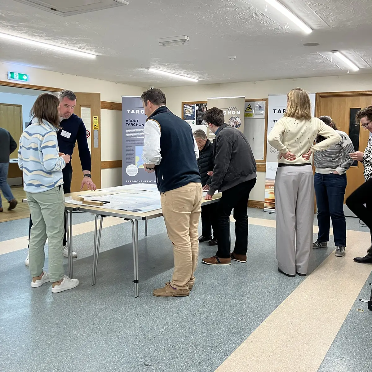 Crowd of attendees at a Tarchon community consultation event.